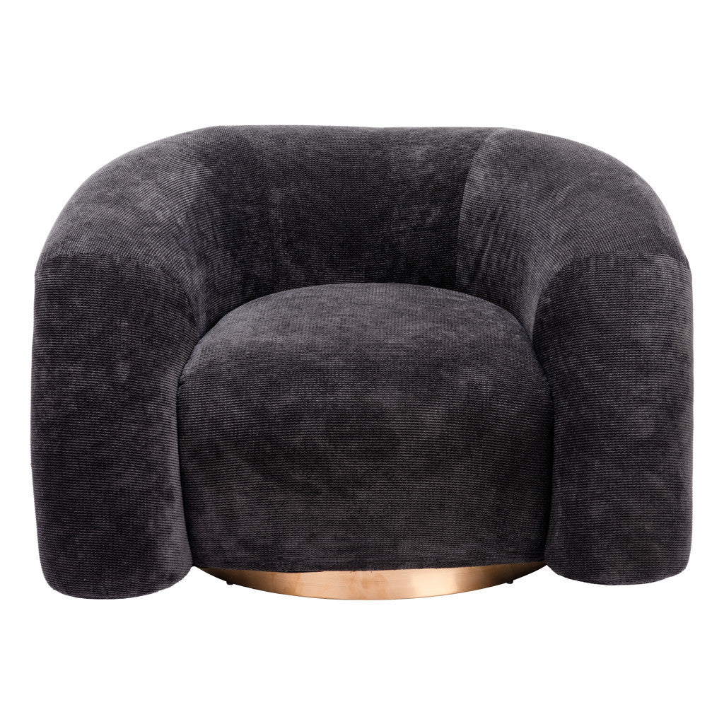 37" Black And Gold Faux Shearling And Upholstered Arm Chair-3