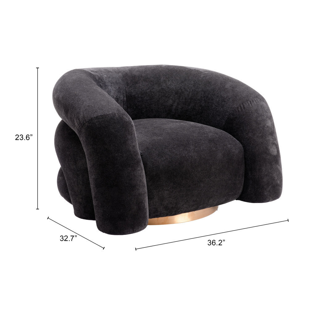 37" Black And Gold Faux Shearling And Upholstered Arm Chair-8