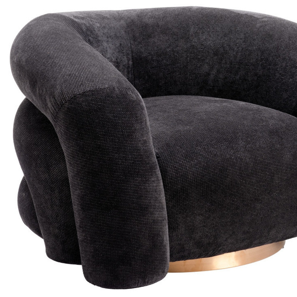 37" Black And Gold Faux Shearling And Upholstered Arm Chair-6