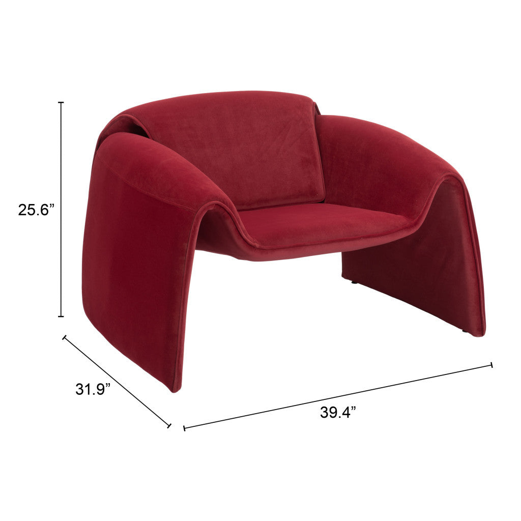 40" Red Velvet Contemporary Arm Chair-8