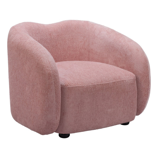 36" Pink And Black Faux Shearling And Upholstered Arm Chair-0