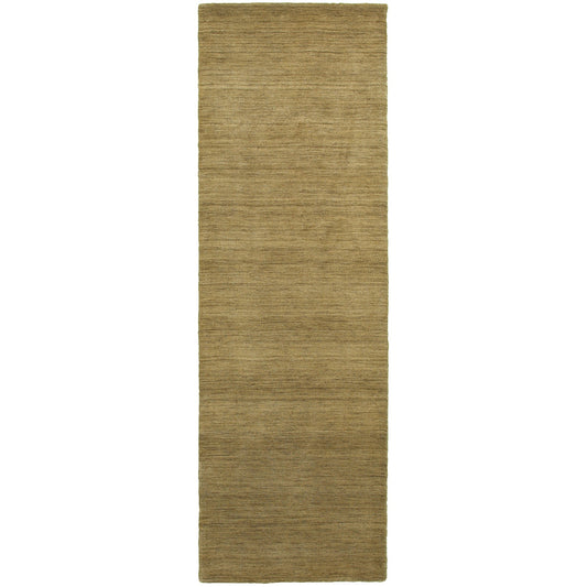 8' Gold Wool Hand Tufted Runner Rug-0