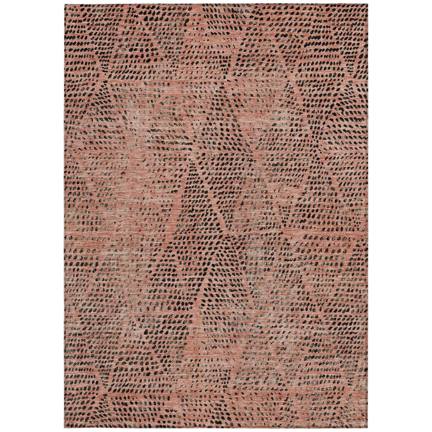 5' X 8' Salmon Charcoal And Beige Geometric Washable Indoor Outdoor Area Rug-5