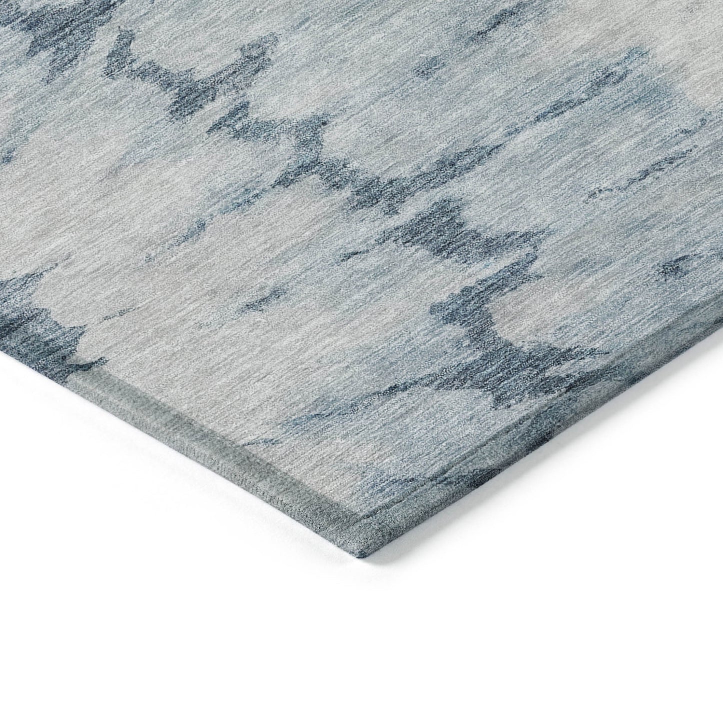 5' X 8' Denim Blue And Sky Blue Abstract Washable Indoor Outdoor Area Rug-3