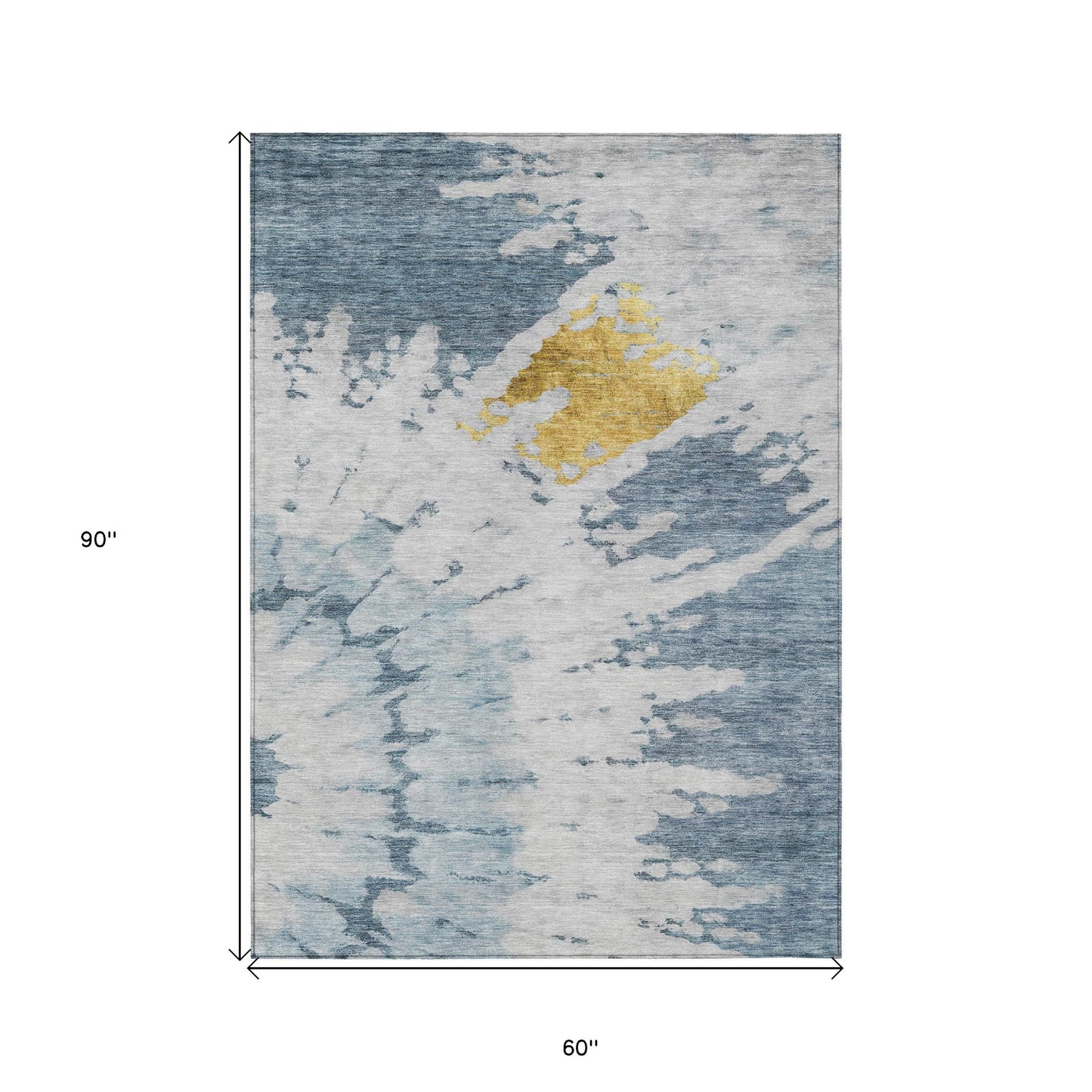 5' X 8' Denim Blue And Sky Blue Abstract Washable Indoor Outdoor Area Rug-2