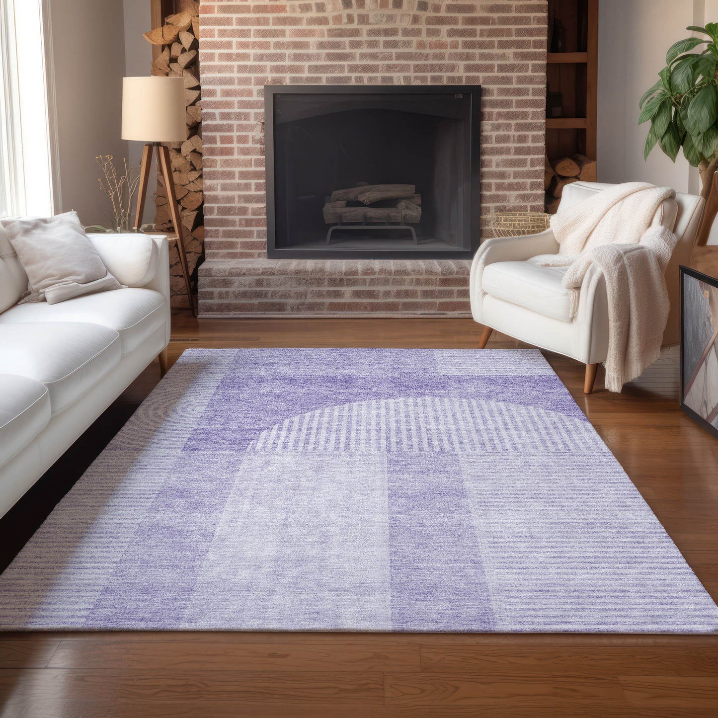 3' X 5' Lavender And Purple Geometric Washable Indoor Outdoor Area Rug-8