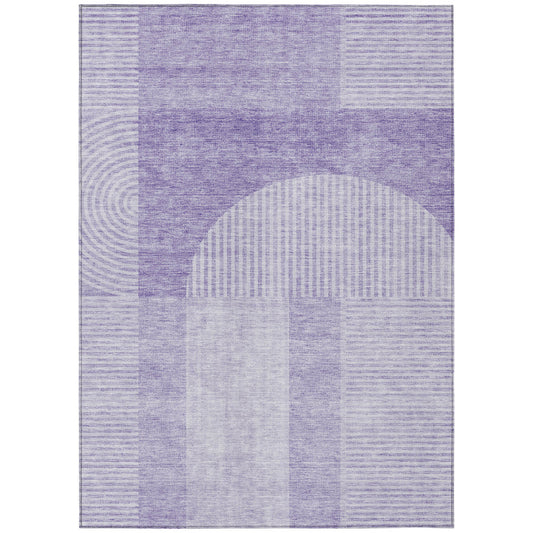 8' X 10' Lavender And Purple Geometric Washable Indoor Outdoor Area Rug-0