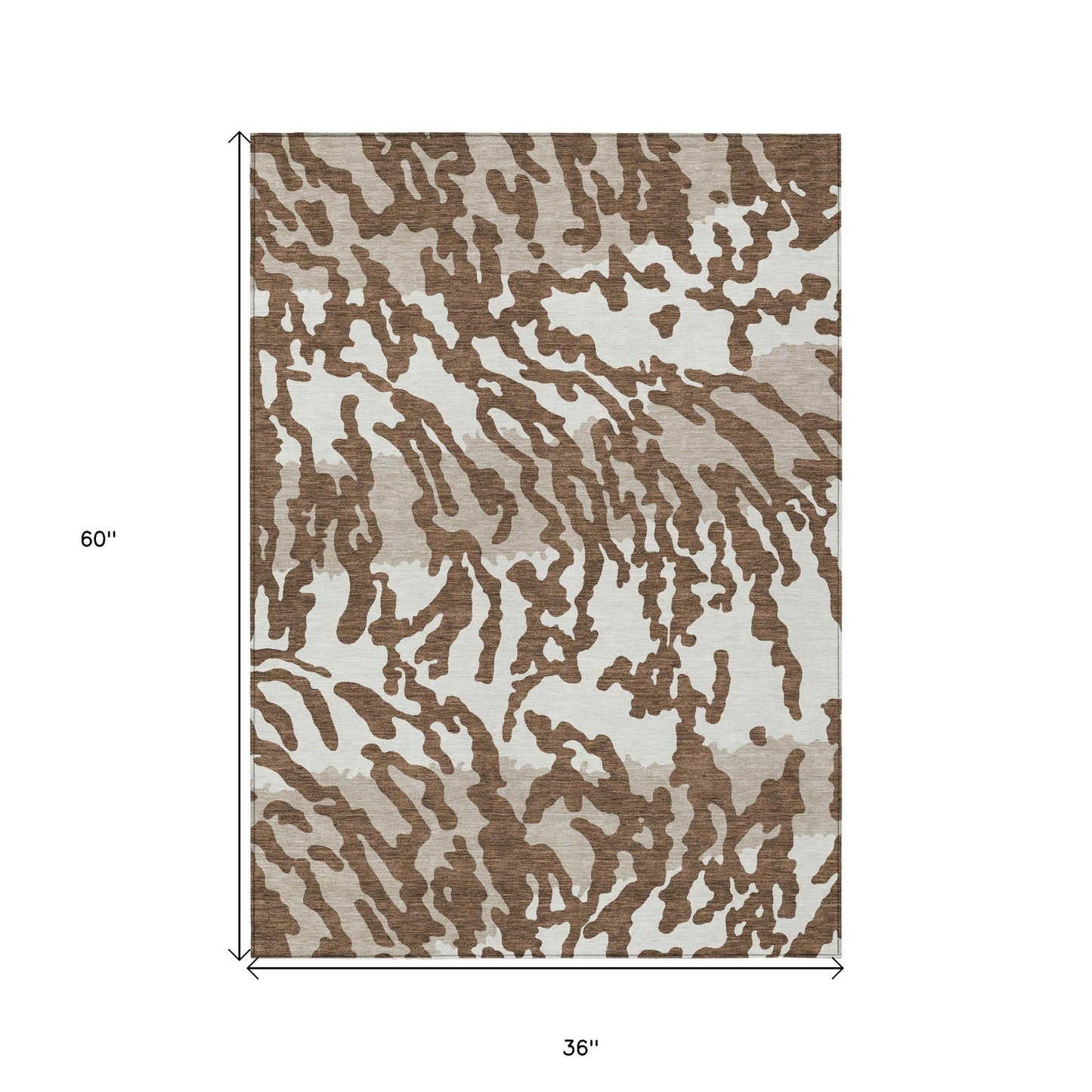 3' X 5' Chocolate Beige And Ivory Animal Print Washable Indoor Outdoor Area Rug-2