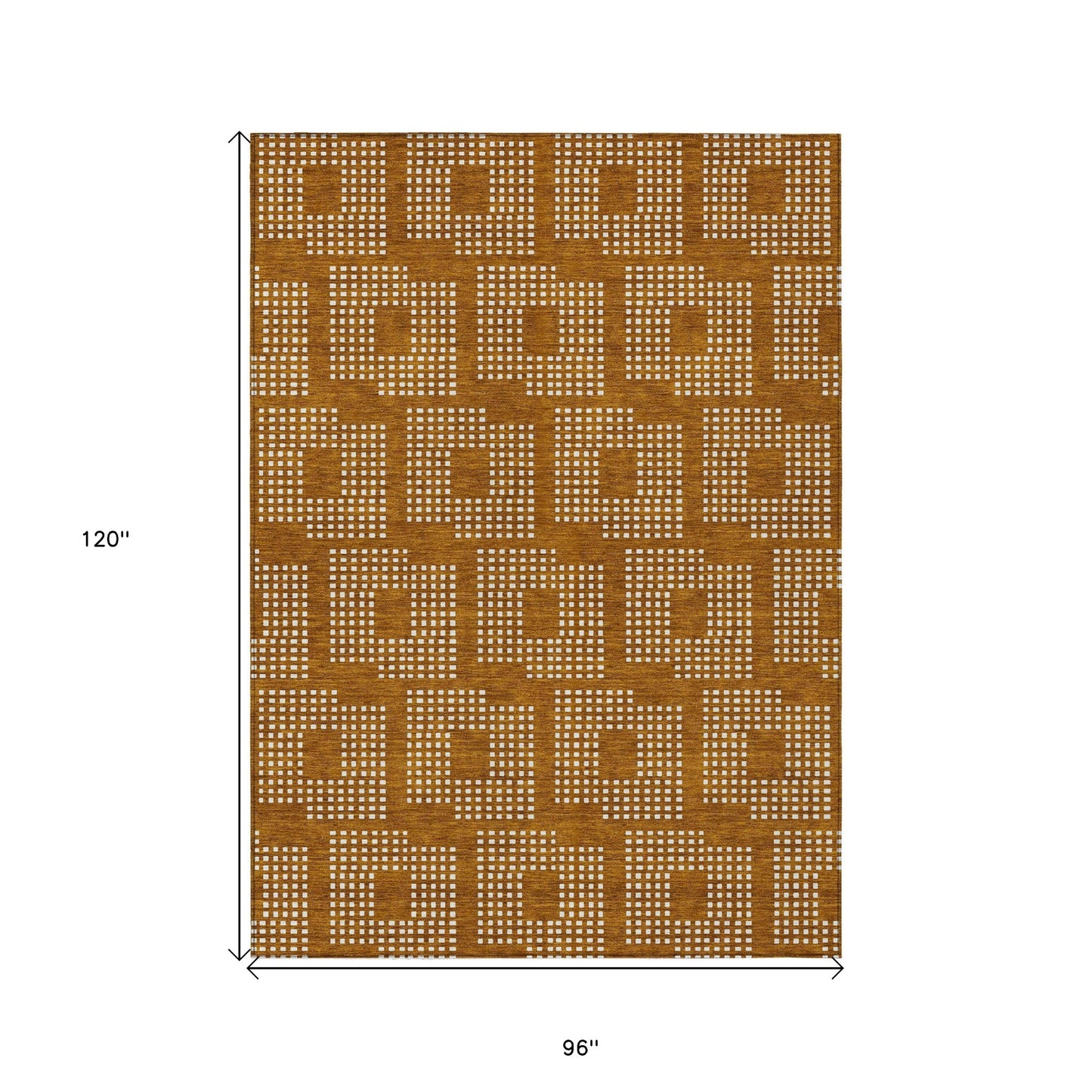 8' X 10' Terra Cotta And Ivory Geometric Washable Indoor Outdoor Area Rug-2
