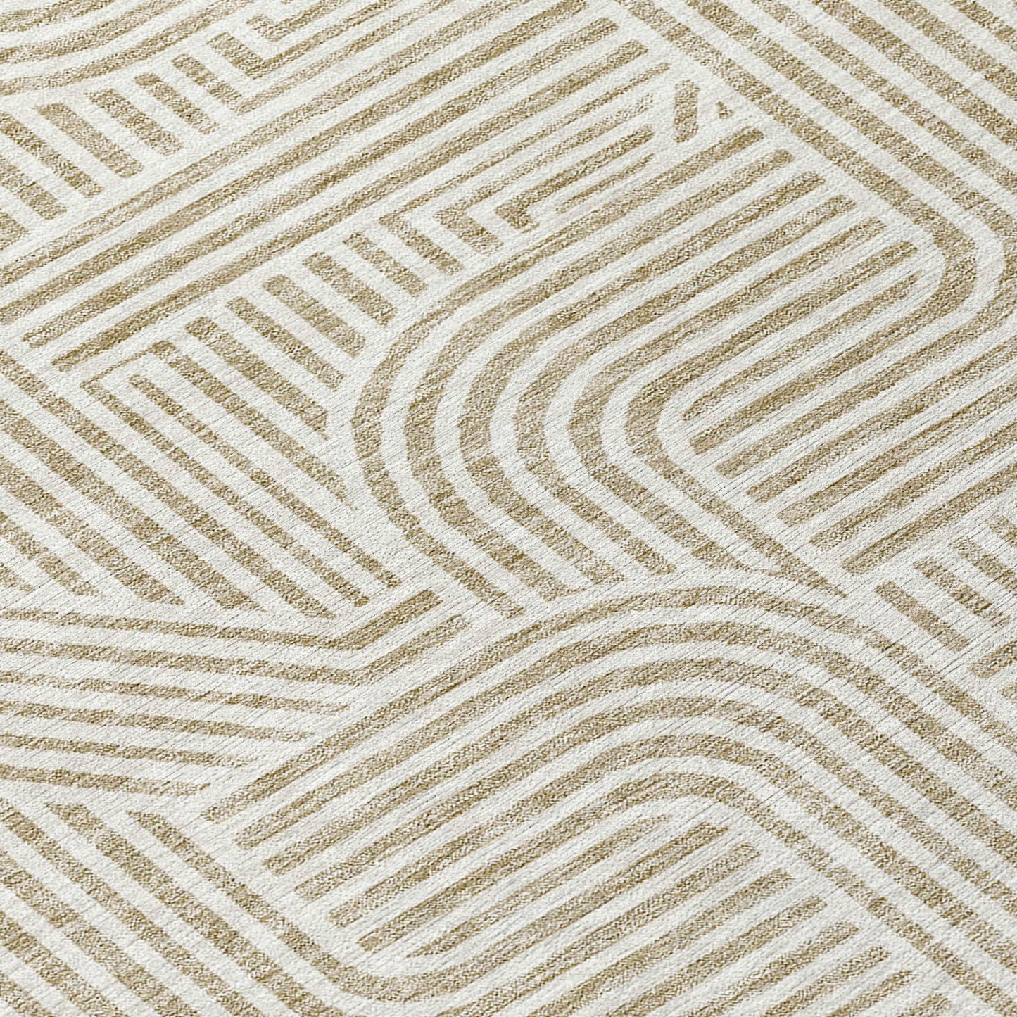 5' X 8' Beige And Brown Abstract Washable Indoor Outdoor Area Rug-5
