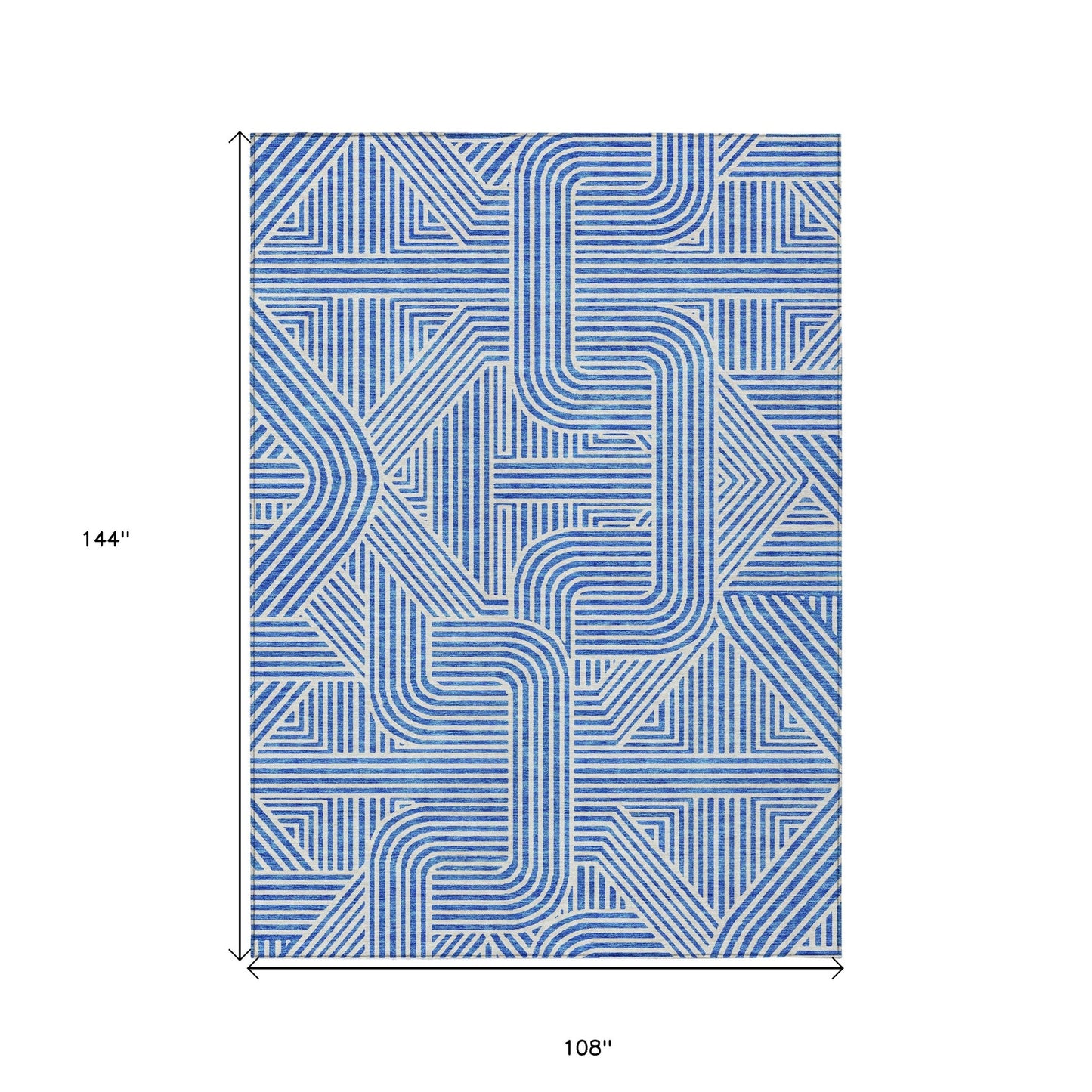 9' X 12' Blue And Ivory Abstract Washable Indoor Outdoor Area Rug-2