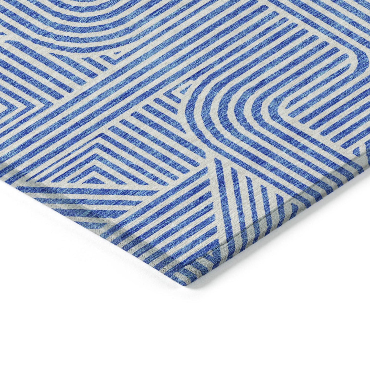 9' X 12' Blue And Ivory Abstract Washable Indoor Outdoor Area Rug-3