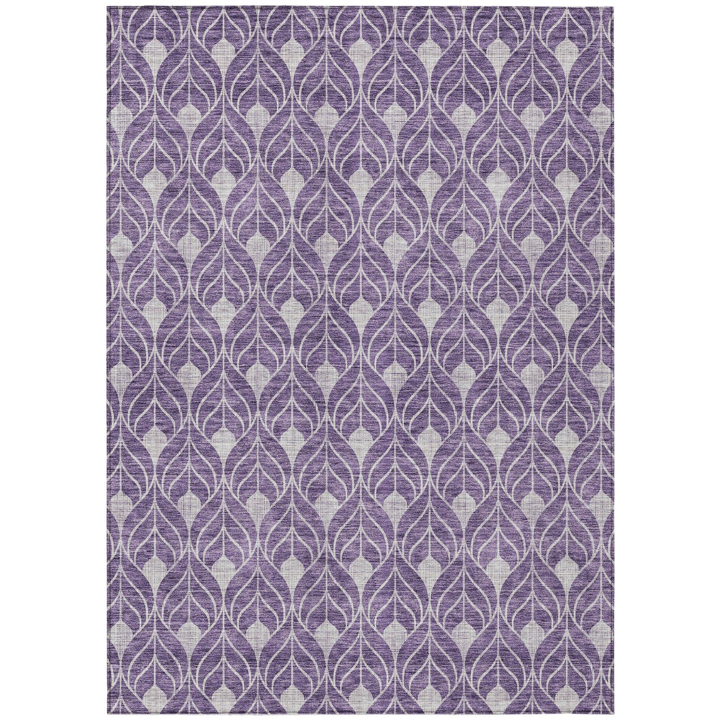5' X 8' Purple And Ivory Geometric Washable Indoor Outdoor Area Rug-1