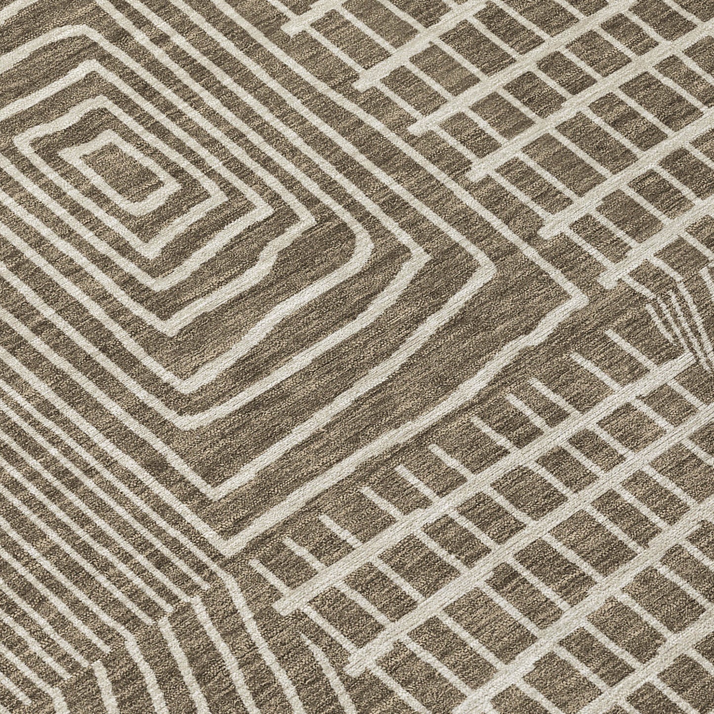 9' X 12' Brown And Beige Geometric Washable Indoor Outdoor Area Rug-4