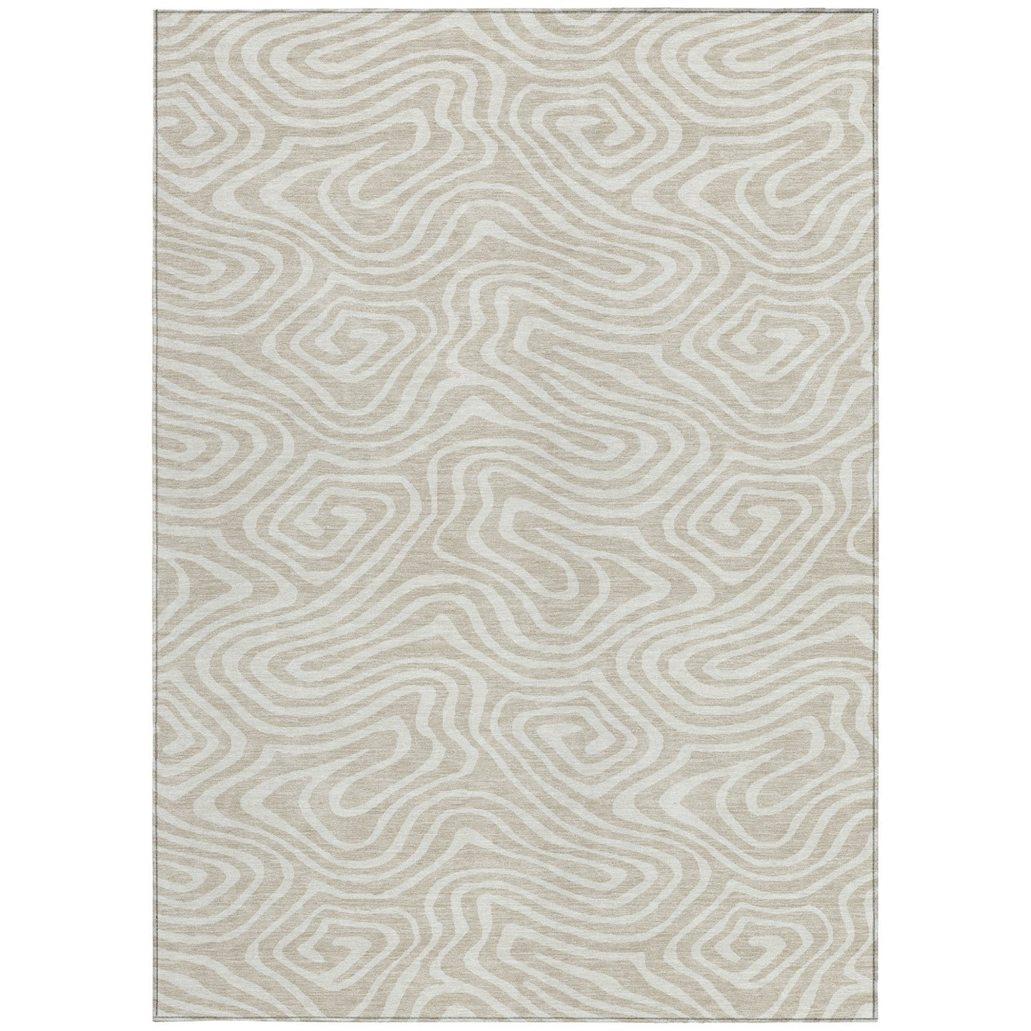 9' X 12' Beige And Linen Abstract Washable Indoor Outdoor Area Rug-6