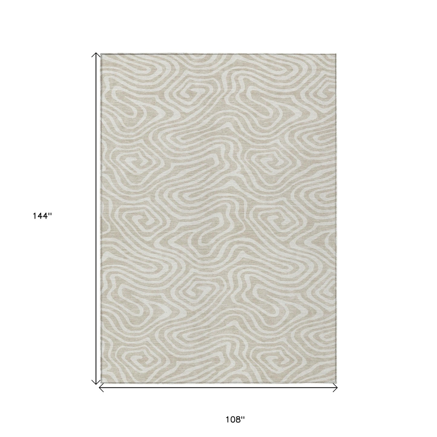 9' X 12' Beige And Linen Abstract Washable Indoor Outdoor Area Rug-2