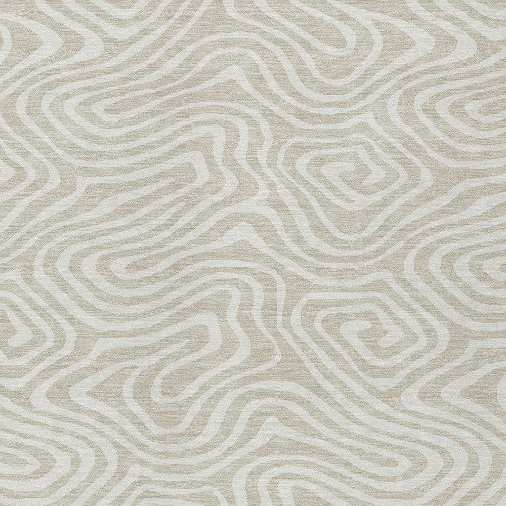 9' X 12' Beige And Linen Abstract Washable Indoor Outdoor Area Rug-5