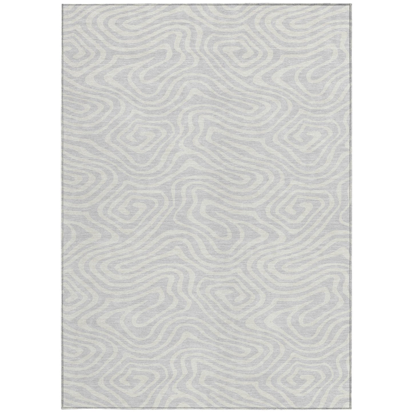 5' X 8' Silver And Gray Abstract Washable Indoor Outdoor Area Rug-6