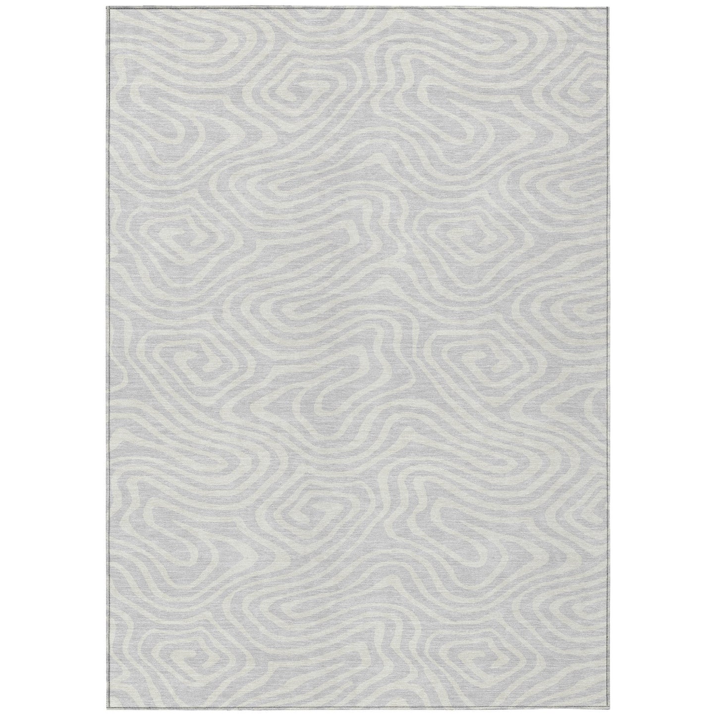 5' X 8' Silver And Gray Abstract Washable Indoor Outdoor Area Rug-1