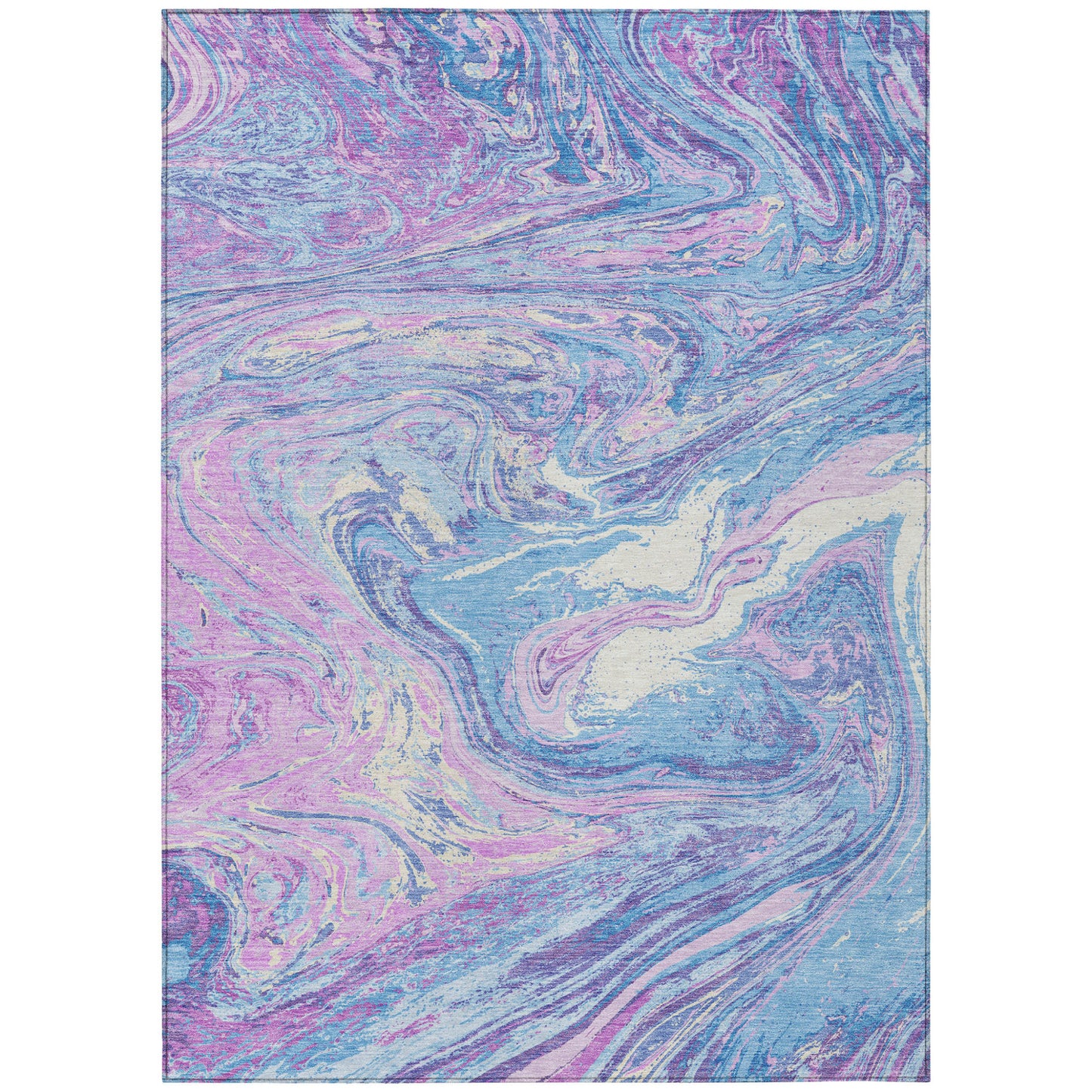 8' X 10' Sky Blue Lavender And Ivory Abstract Washable Indoor Outdoor Area Rug-1