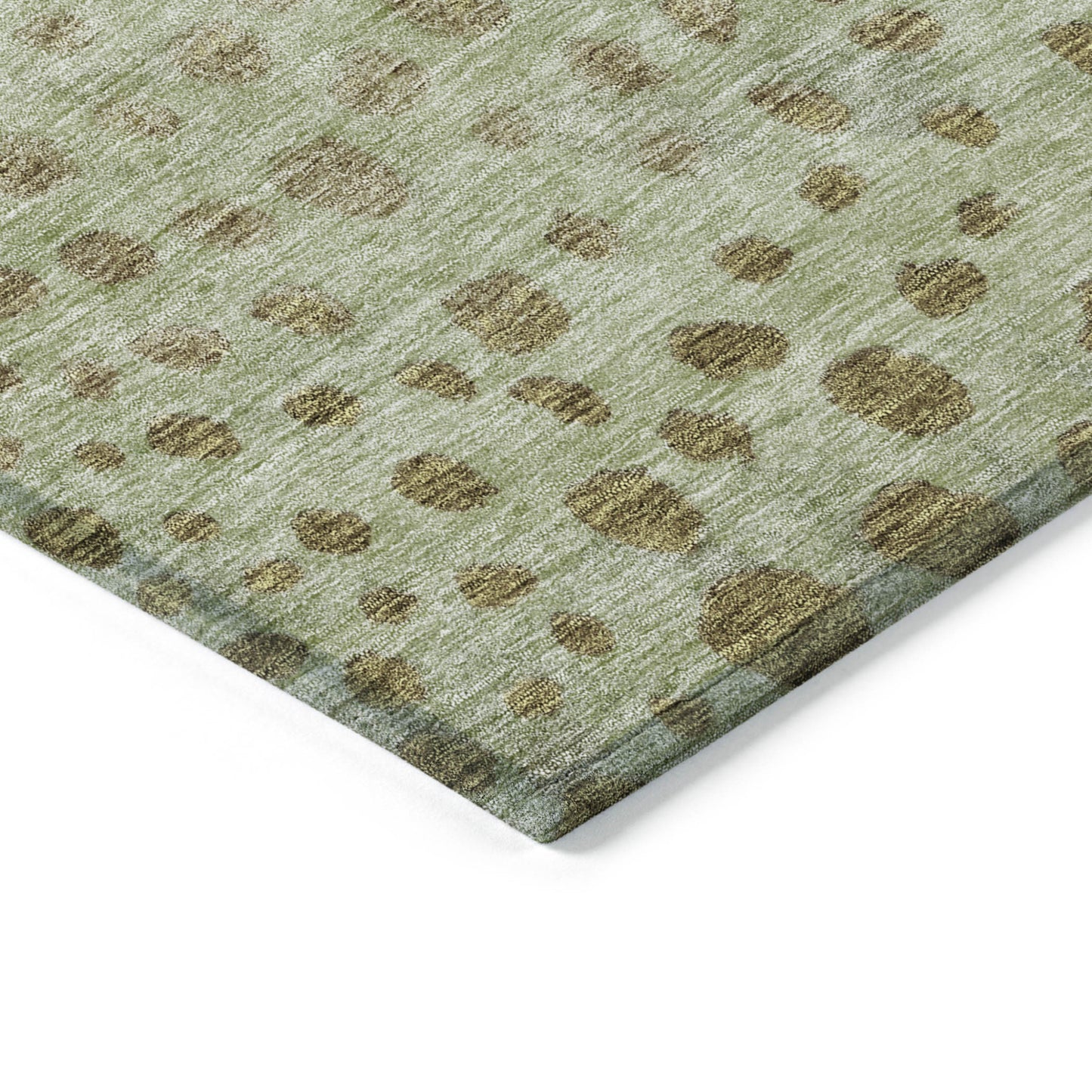 8' X 10' Artichoke Green Ivory And Brown Abstract Washable Indoor Outdoor Area Rug-3