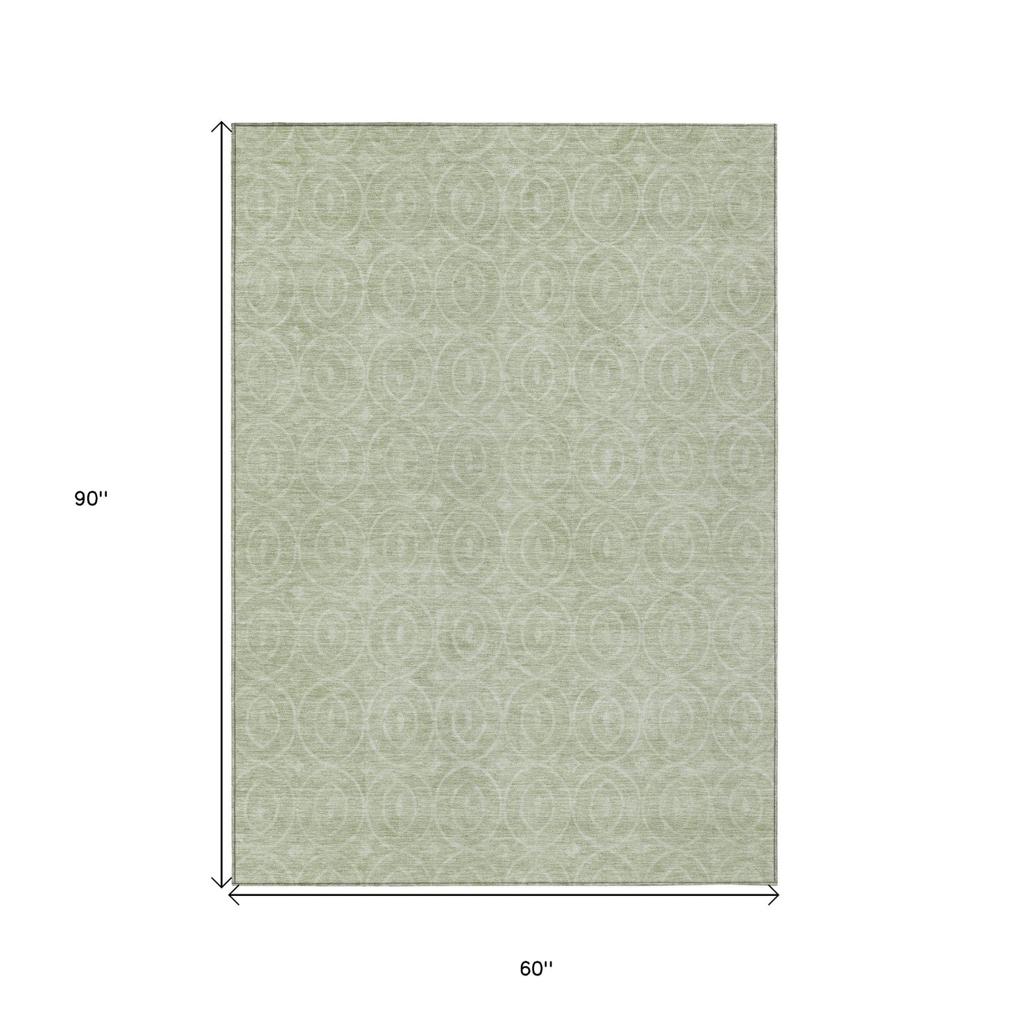 5' X 8' Mint Green Geometric Washable Indoor Outdoor Area Rug-2