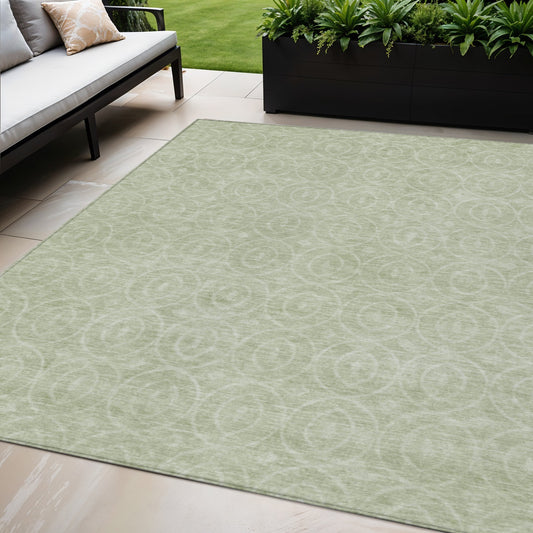 5' X 8' Mint Green Geometric Washable Indoor Outdoor Area Rug-0