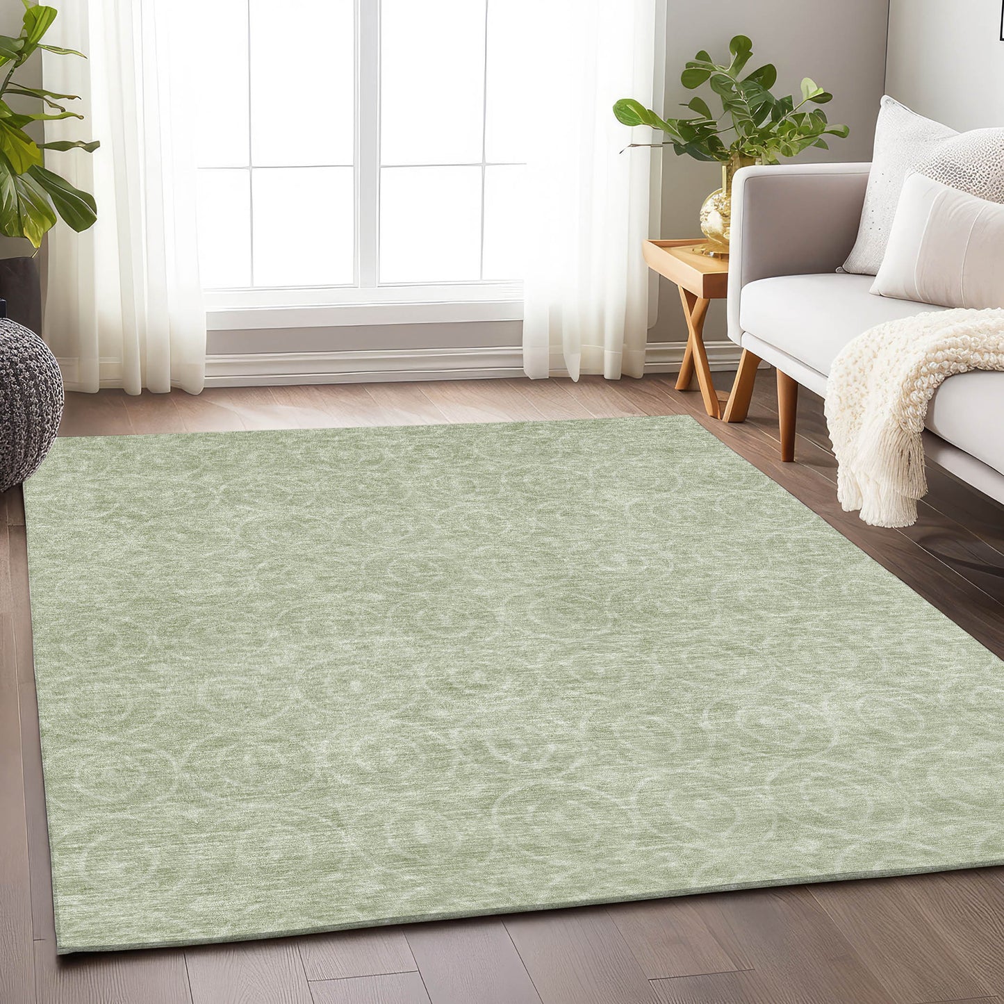 5' X 8' Mint Green Geometric Washable Indoor Outdoor Area Rug-8
