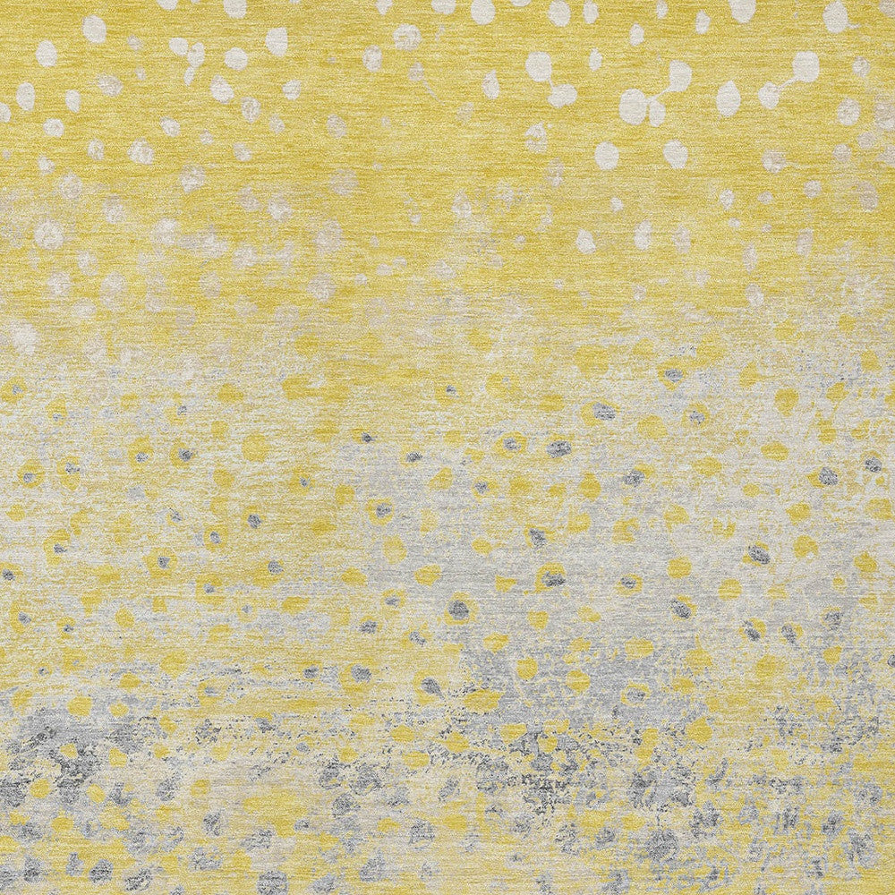 10' X 14' Yellow And Gold Abstract Washable Indoor Outdoor Area Rug-5