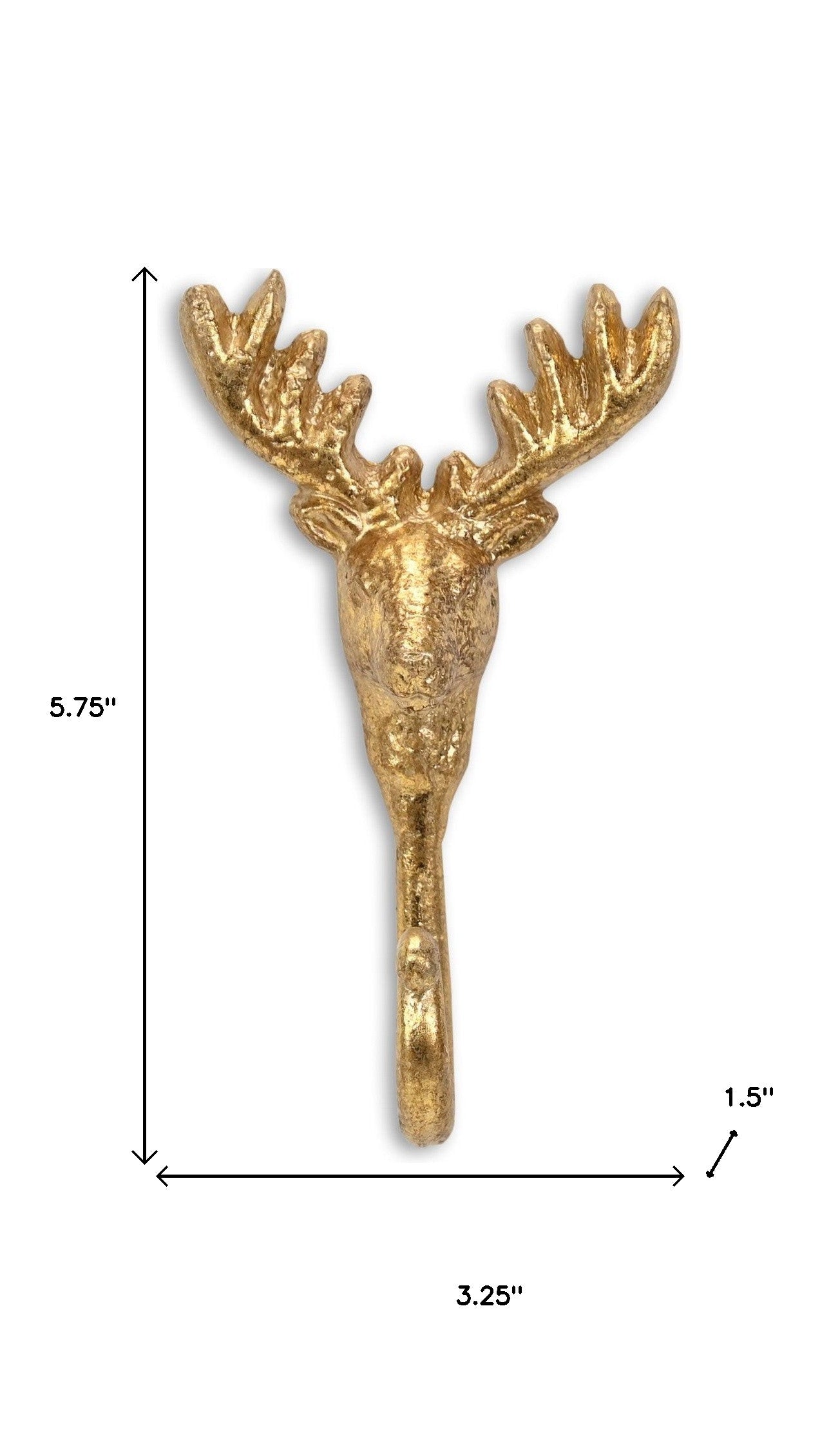 3" Gold Cast Iron Deer Stag Wall Hook-7