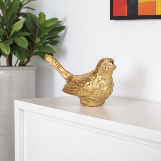 5" Gold Cast Iron Bird Figurine-0
