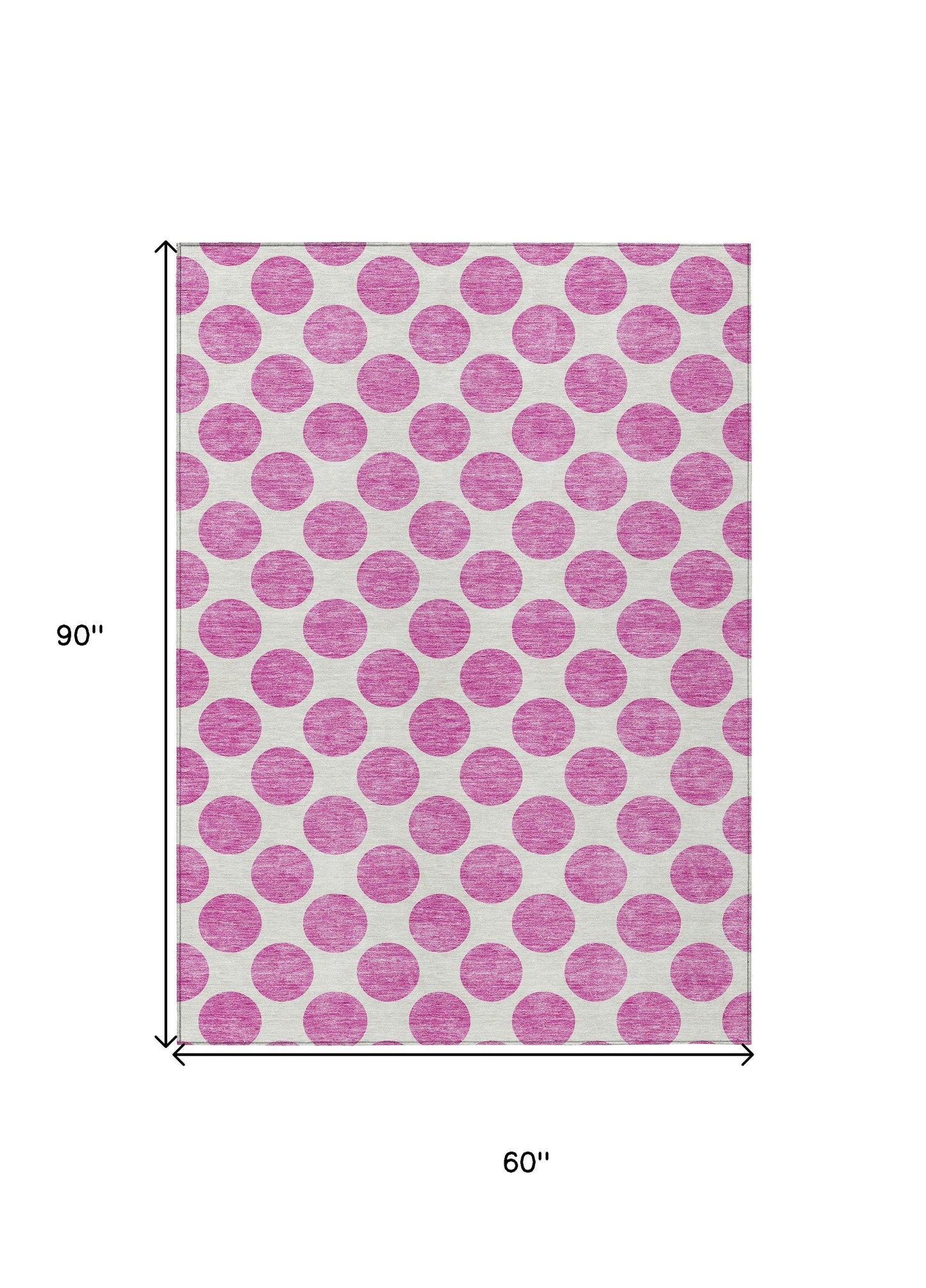 5' X 8' Blush And Ivory Polka Dot Washable Indoor Outdoor Area Rug-2