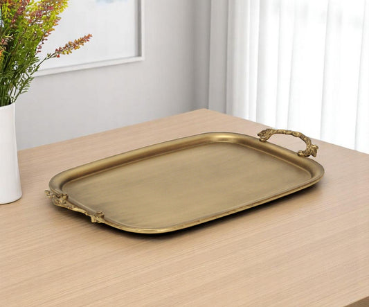19" Antiqued Gold Cast Iron Handmade Vanity Tray-0