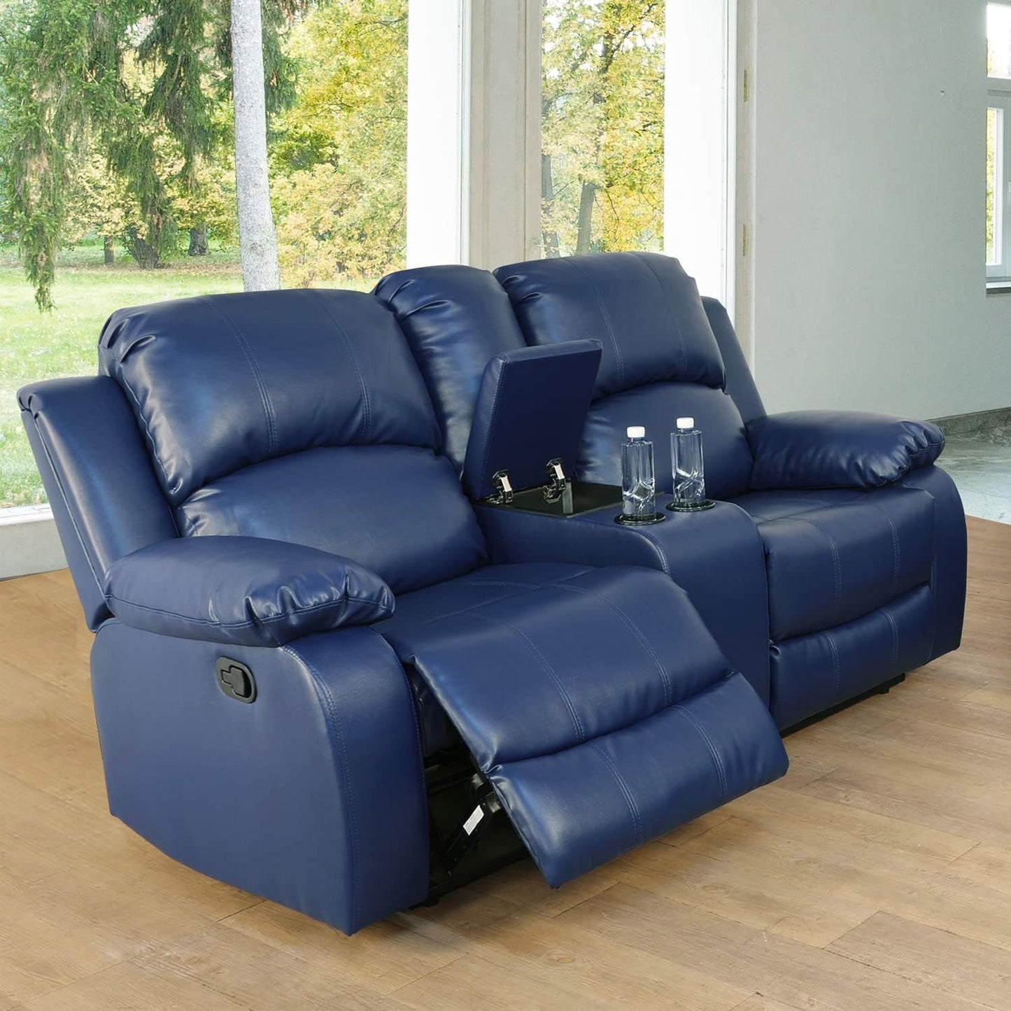 Alpine Living Room Recliner Set Include Love Seat, Sofa, 2-Piece,Navy Blue-2