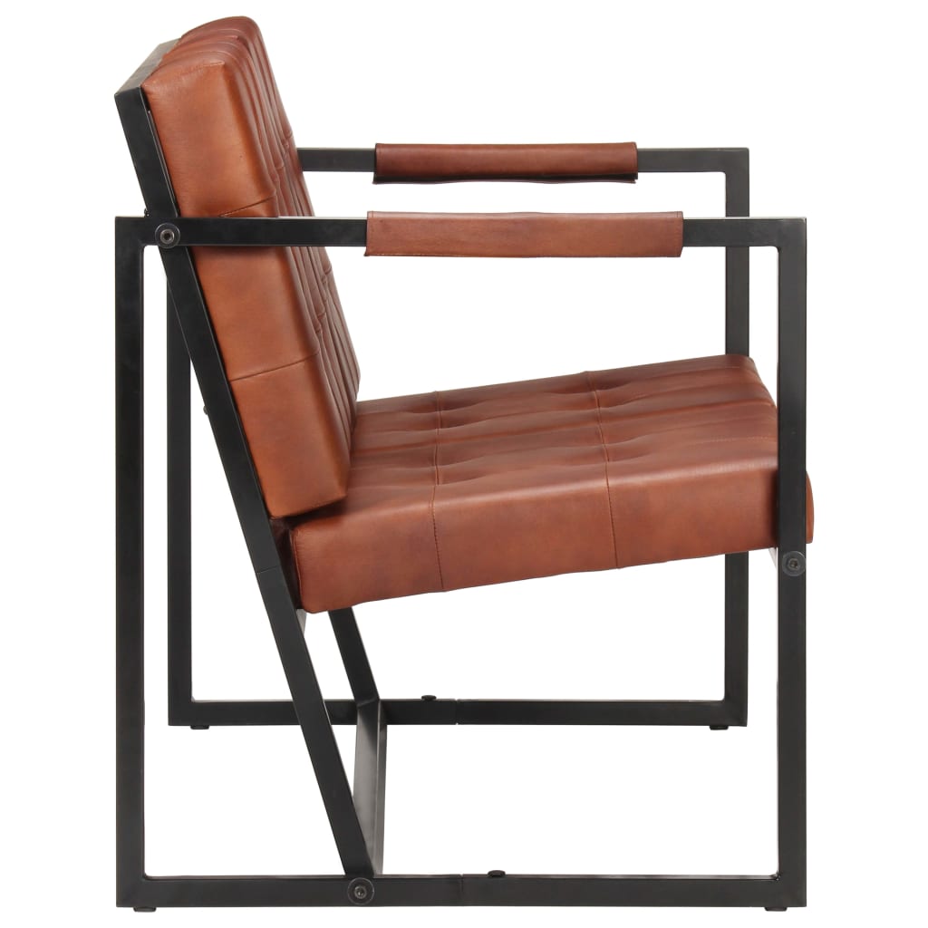 vidaXL 3-Seater Sofa Brown Real Goat Leather-1