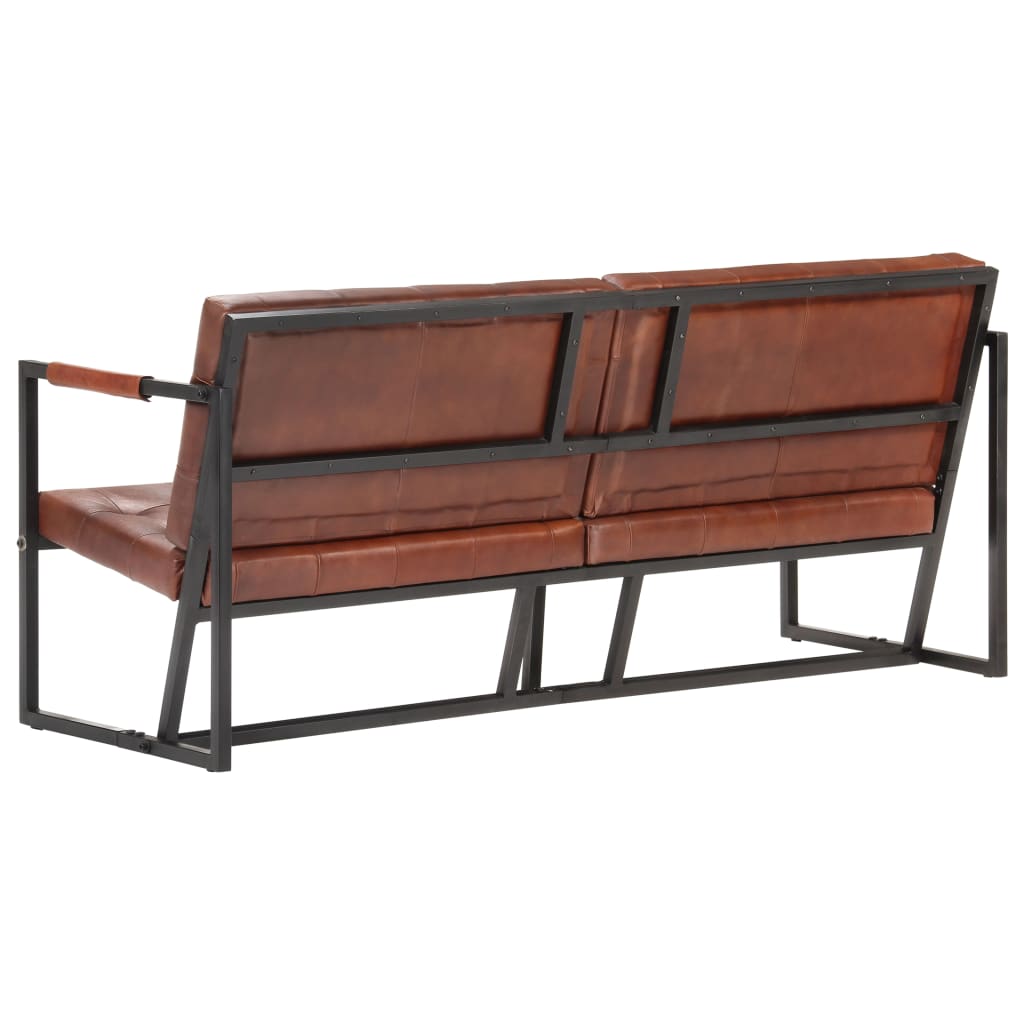 vidaXL 3-Seater Sofa Brown Real Goat Leather-2