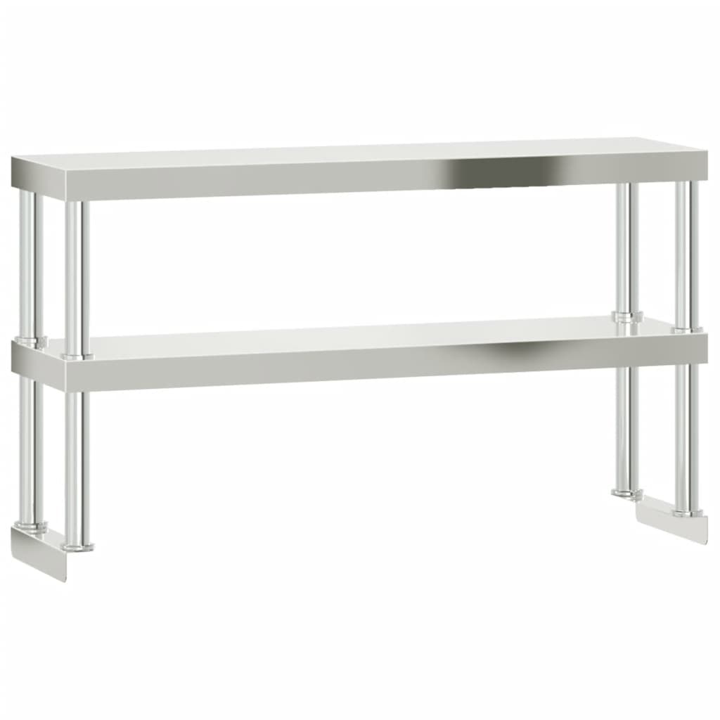 vidaXL Kitchen Work Table with Overshelf 43.3"x21.7"x59.1" Stainless Steel-4