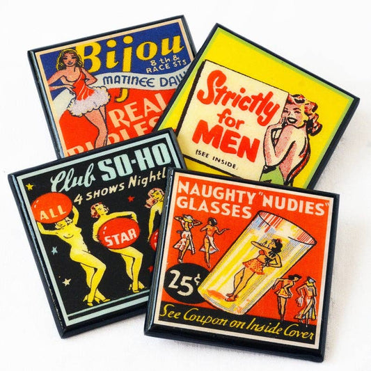 A Little Naughty: Vintage Burlesque Drink Coaster Set-0