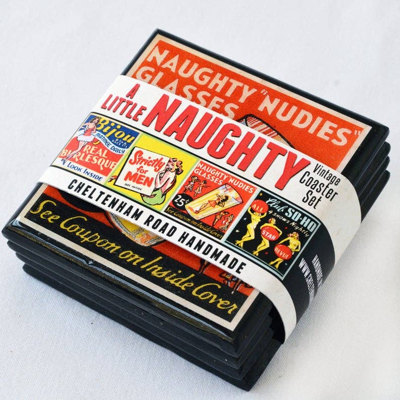 A Little Naughty: Vintage Burlesque Drink Coaster Set-1