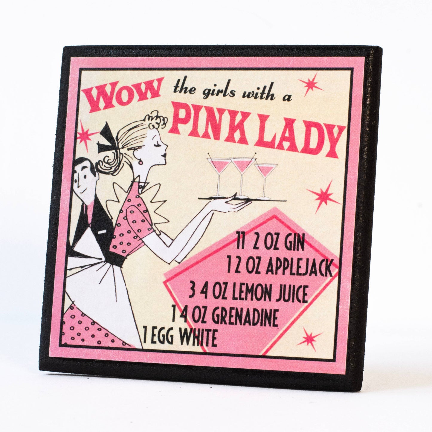 Retro Cocktail Recipe Drink Coaster Set-1