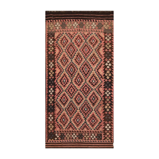 4'9"x10' Authentic Hand woven Reversible Southwestern Kilim Oriental Area Rug Rose-0