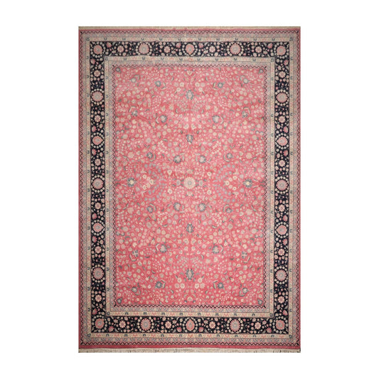 11'7" x 16'3" Rare Romanian Palace Size Hand Knotted Wool Kashaan Area Rug Pink-0