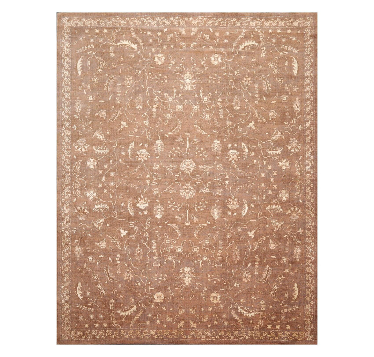 7'1" x 9' 100% New Zealand Wool Transitional Oriental Area Rug Brown-0