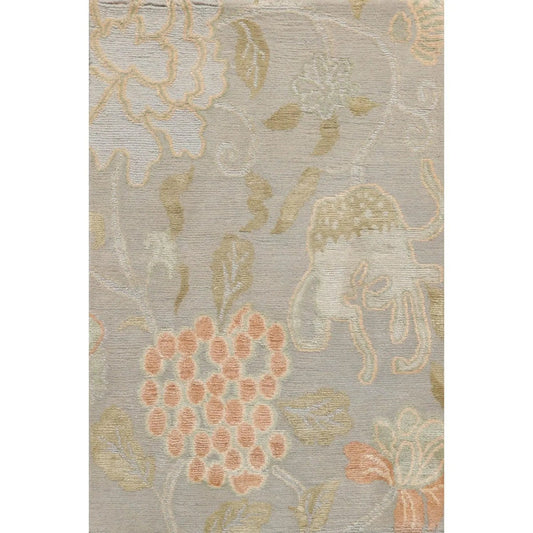 2' x 3' Hand Knotted Wool & Silk Transitional Tibetan Oriental Area Rug Gray-0