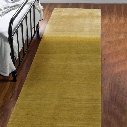 3'1''x12'1'' Runner Olive, Green Hand Knotted Tibetan 100% Wool ombre Modern & Contemporary Oriental Area Rug-0