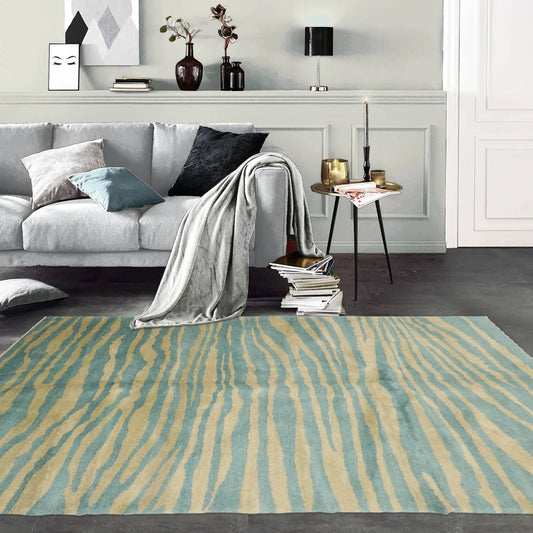 5x7 Turquoise, Mint Hand Knotted Tibetan 100% Wool Michaelian & Kohlberg Modern & Contemporary Oriental Area Rug-0