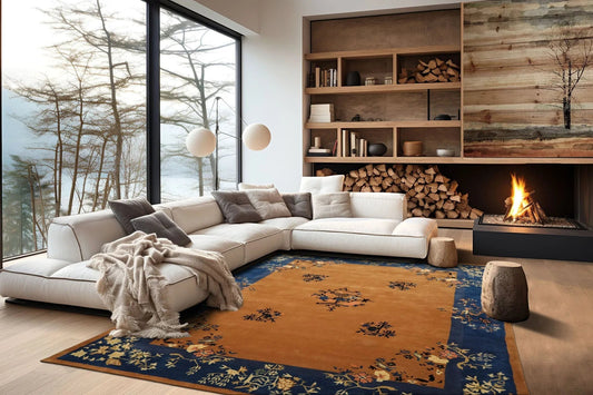 LoomBloom Multi Sizes Camel Hand Tufted  Chinese Art Deco New Zealand Wool Oriental Area Rug-0