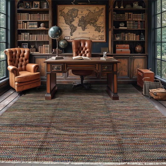 LoomBloom 7'10''x10' Gray Hand Knotted Modern Geometric Wool Oriental Area Rug-0