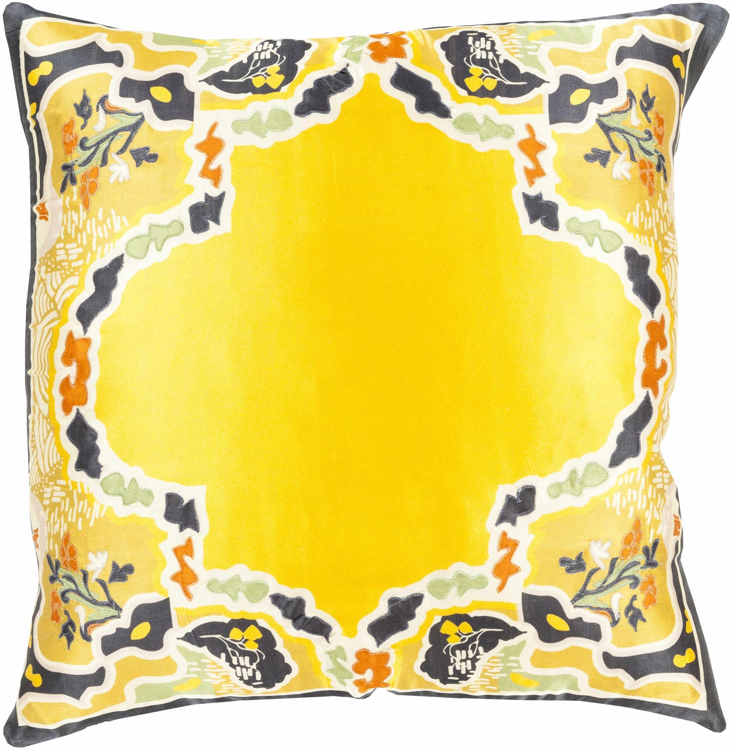 Ashwell Yellow Floral Pattern Pillow - Clearance-2