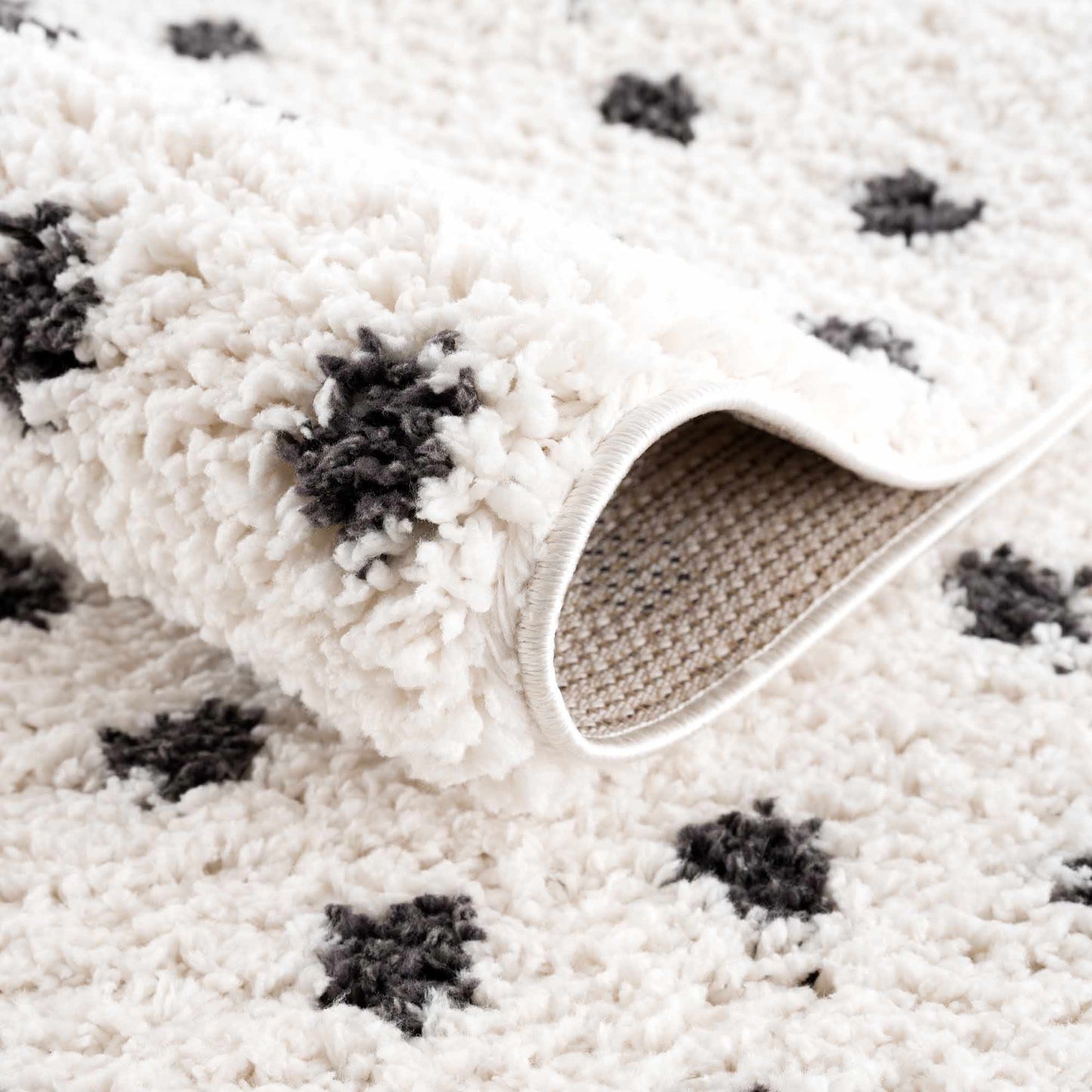 Chaia Dotted Black & White Plush Rug-4